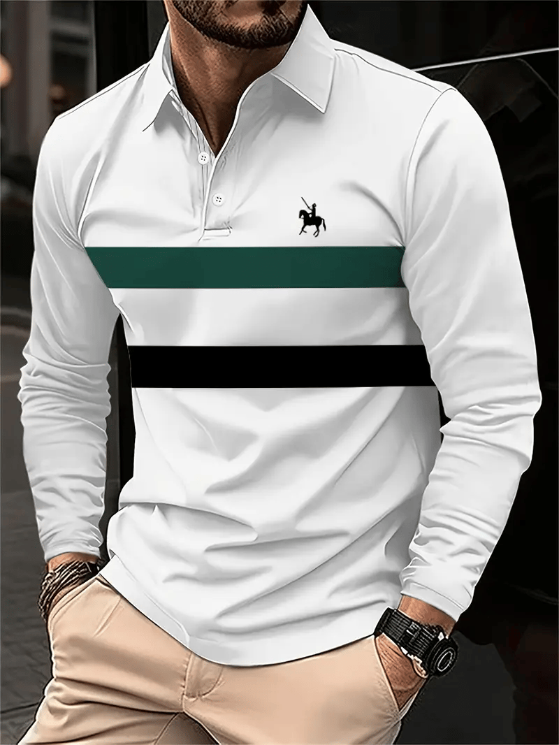 Camisa polo ejecutivo Light de lujo a rayas estampado solapa para hombre