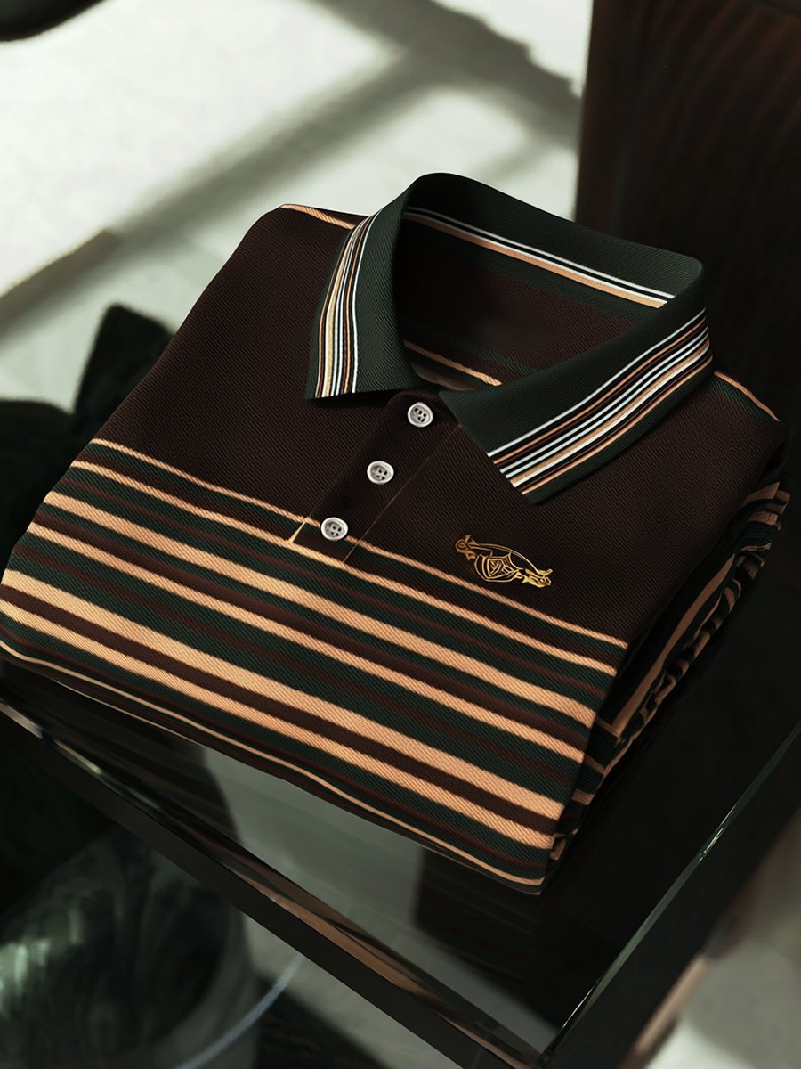 Camisa polo vintage ejecutivo de manga larga para hombre