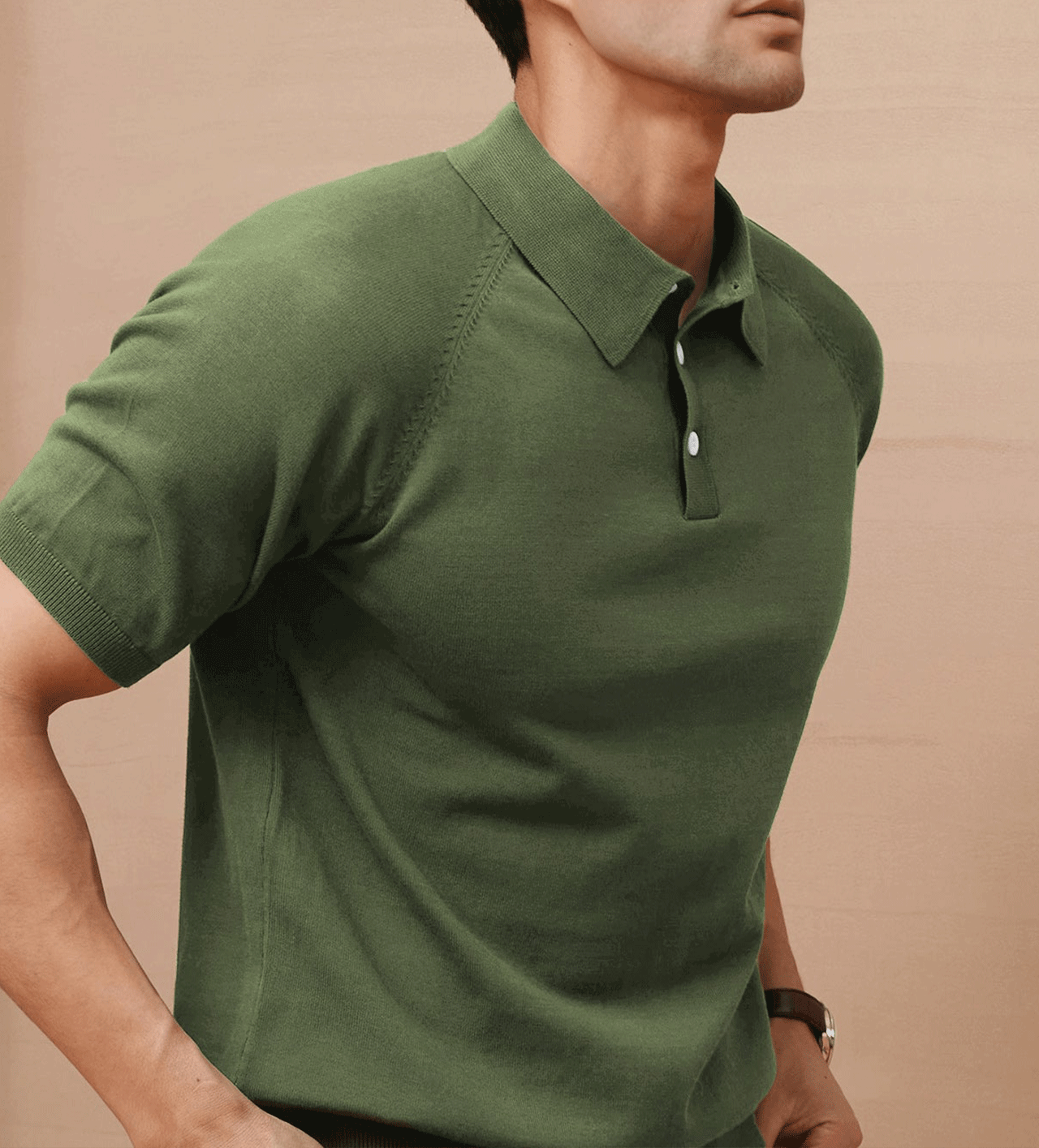 Gentletejido de manga corta tejidoted Polo