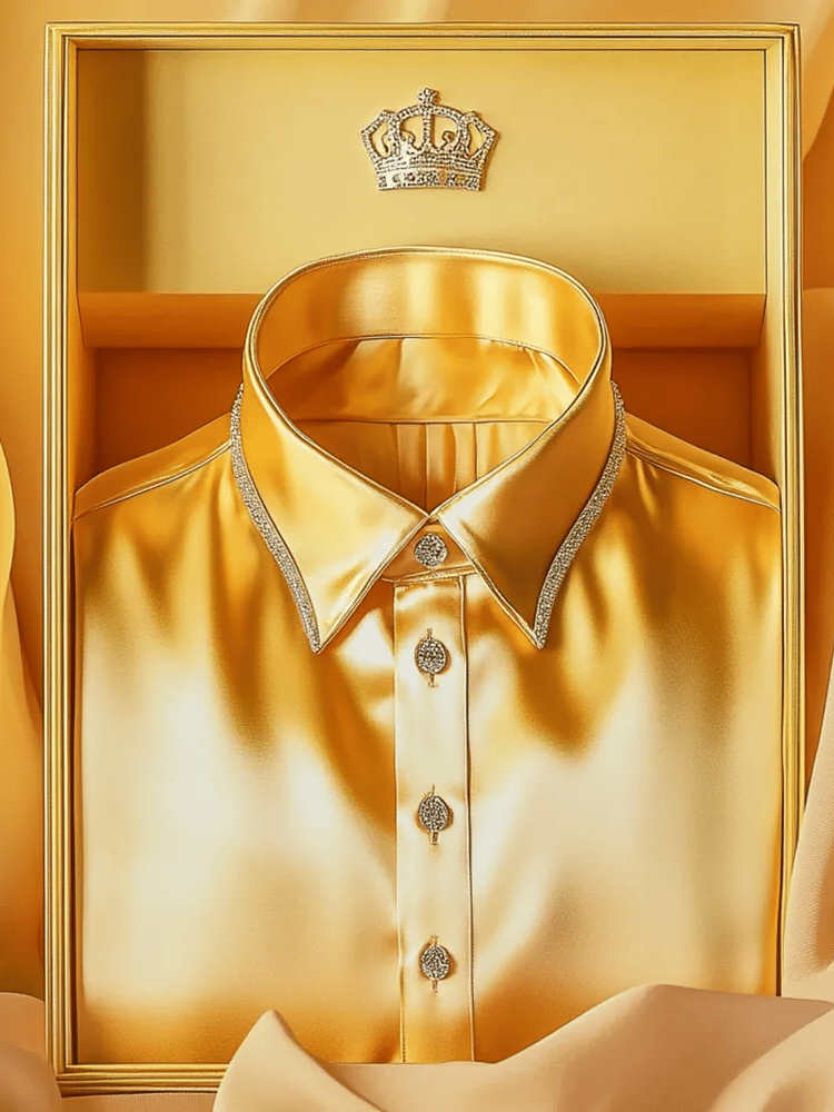 Camisa satén Wing de lujo ejecutivo de manga larga para hombre