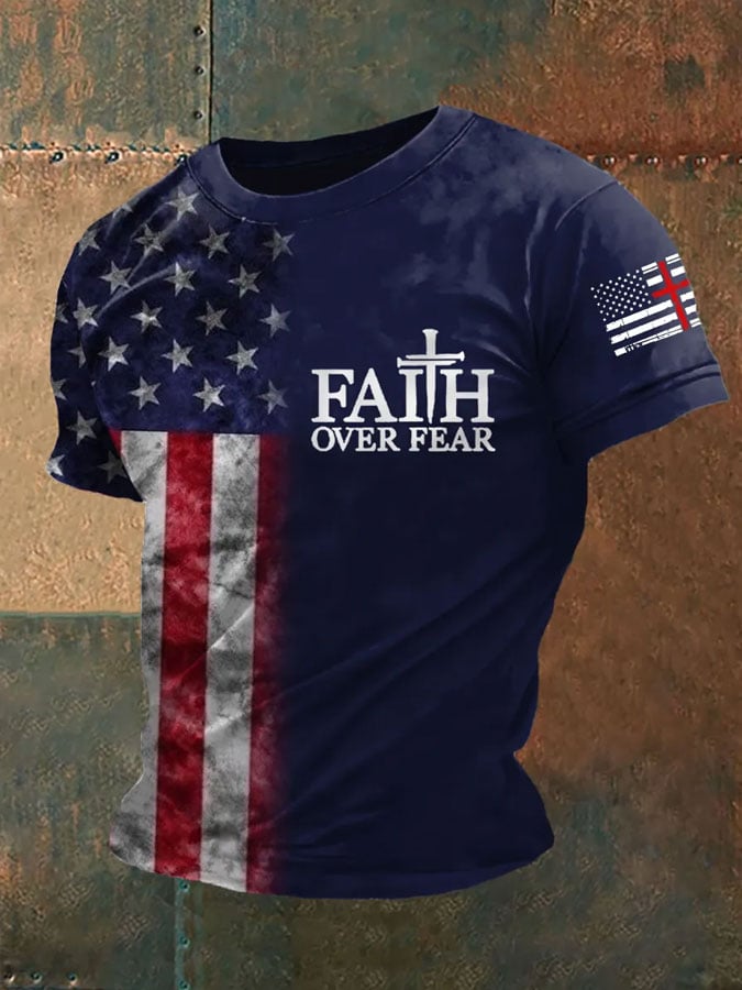 Camiseta vintage Flag Faith estampado para hombre
