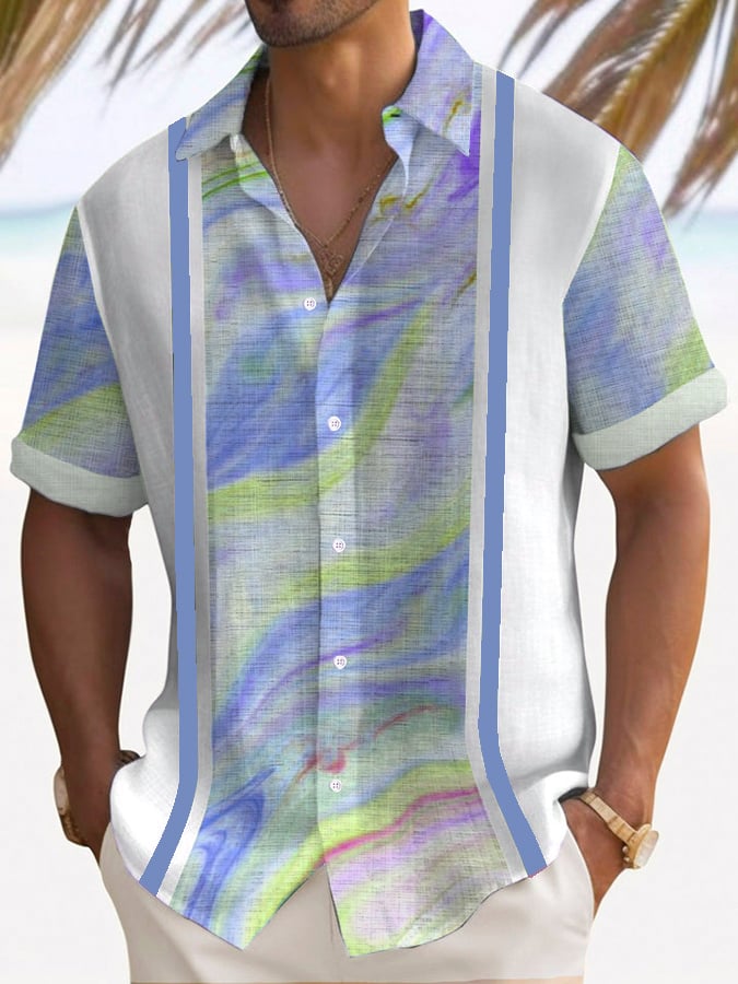 Camisa Trendy estampado Lapel de manga corta