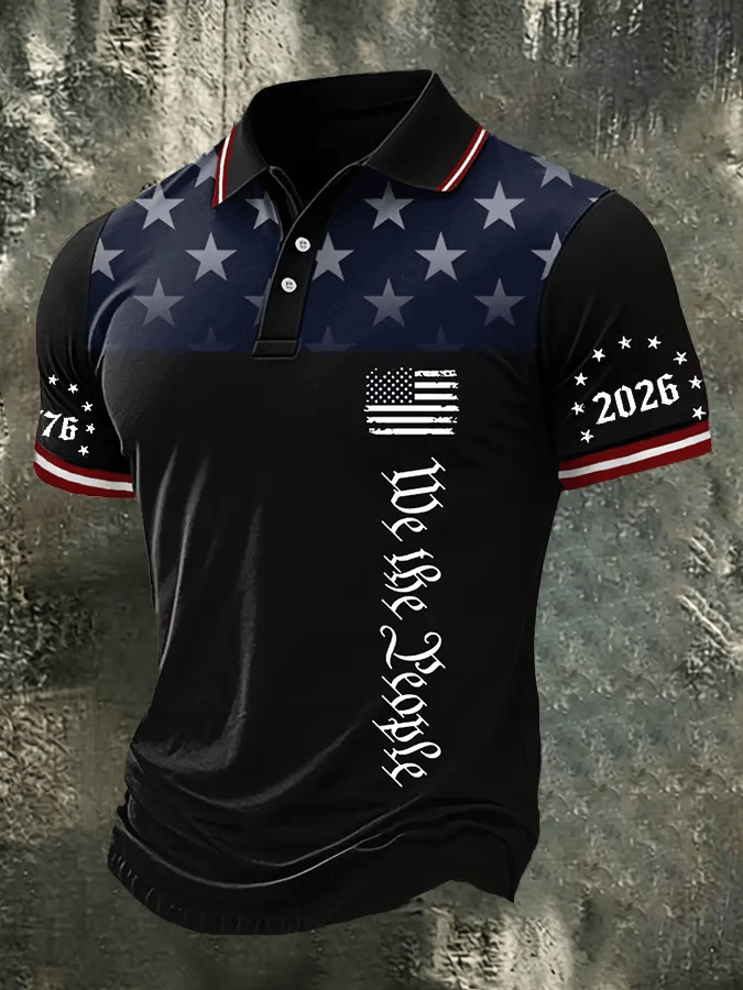Camisa polo USA 1776-2026 estampado para hombre