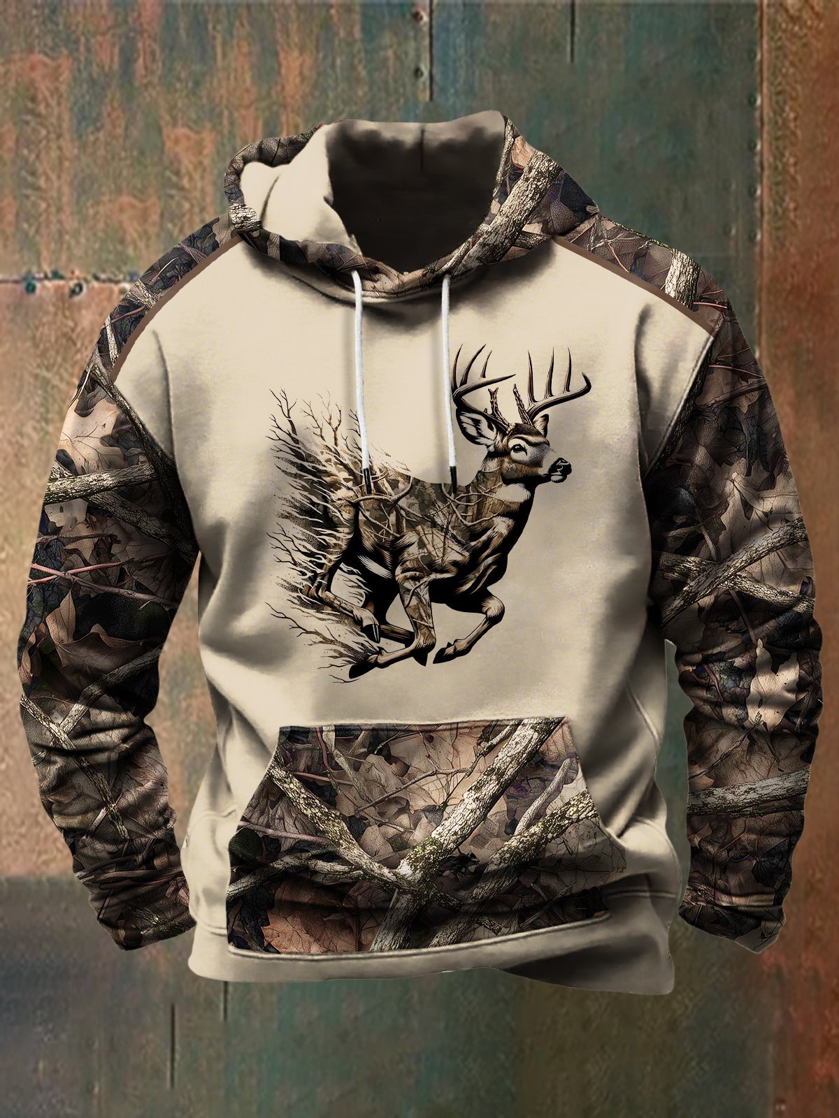 Sudadera para exterior camuflaje Deer Hunting con gorrasucha para hombre