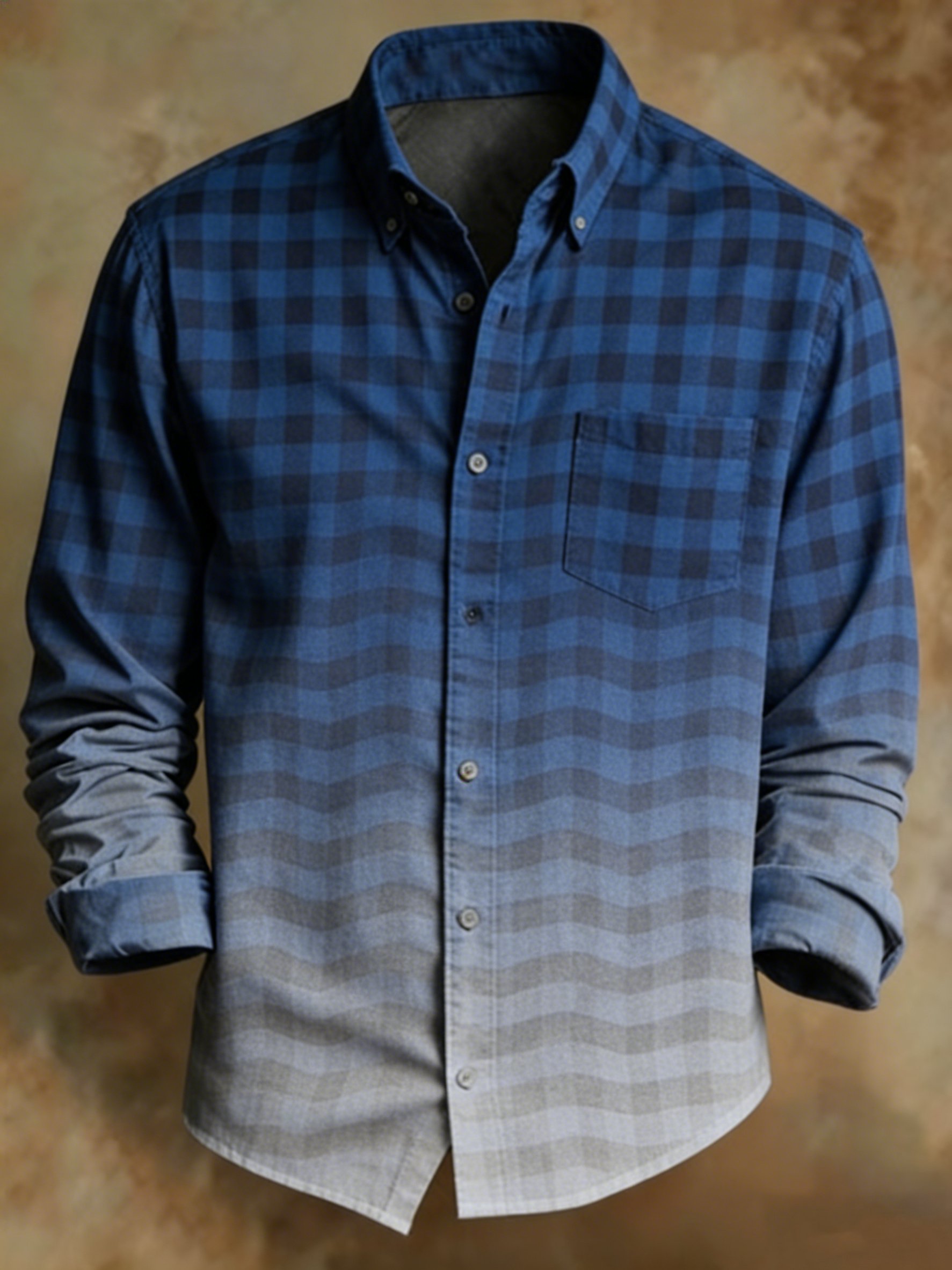 Camisa retro Abstract Art estampado diseño degradado ejecutivo Style para hombre