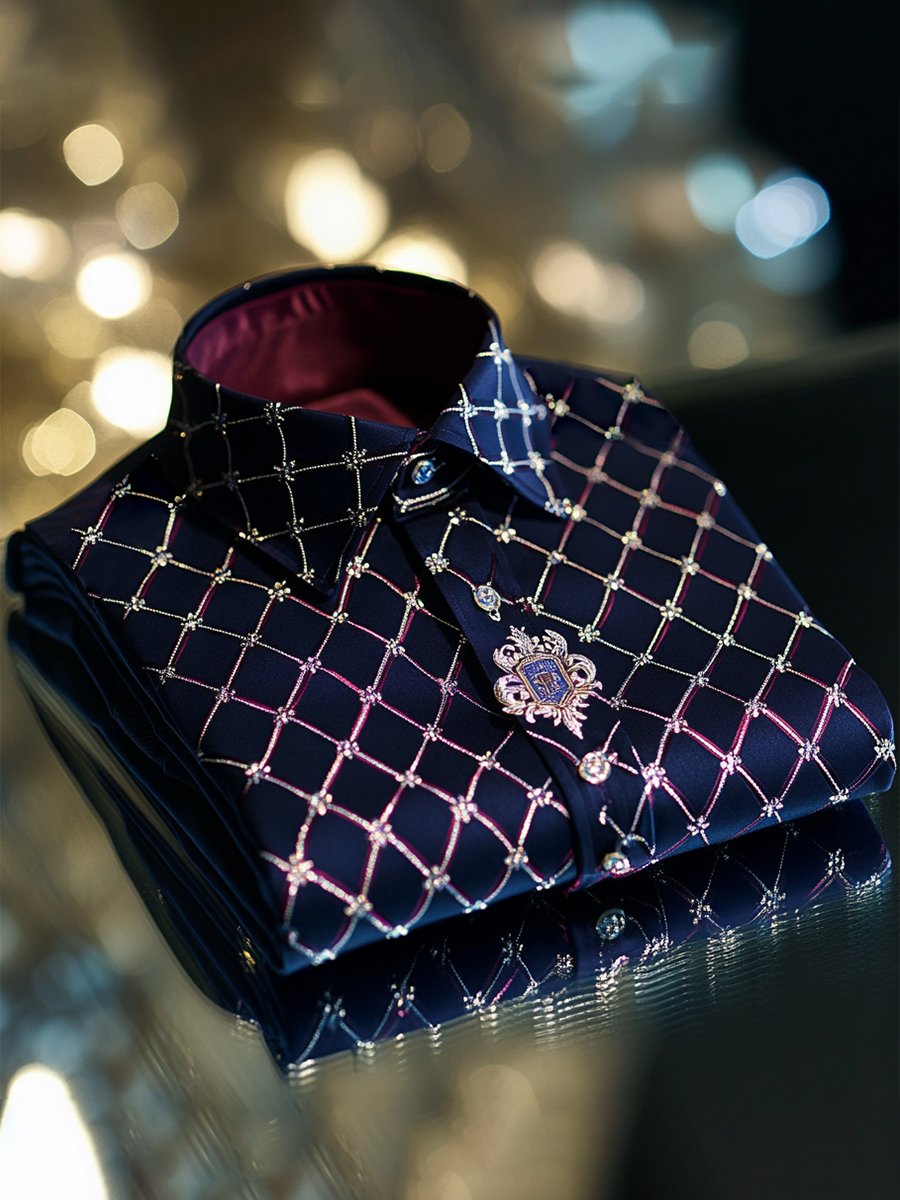 Camisa satén Luxe de manga larga con botones para hombre