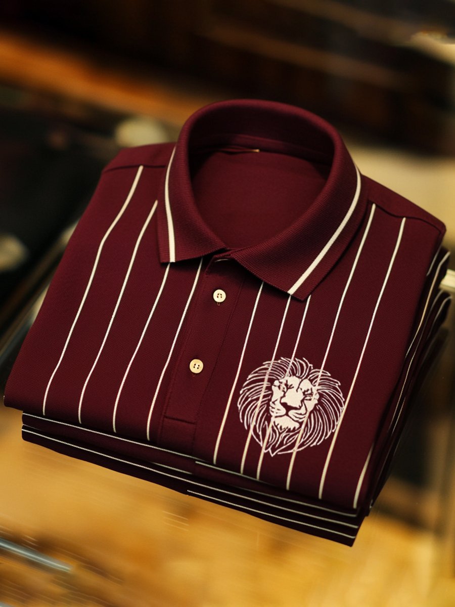 Camisa polo vintage ejecutivo de manga larga para hombre