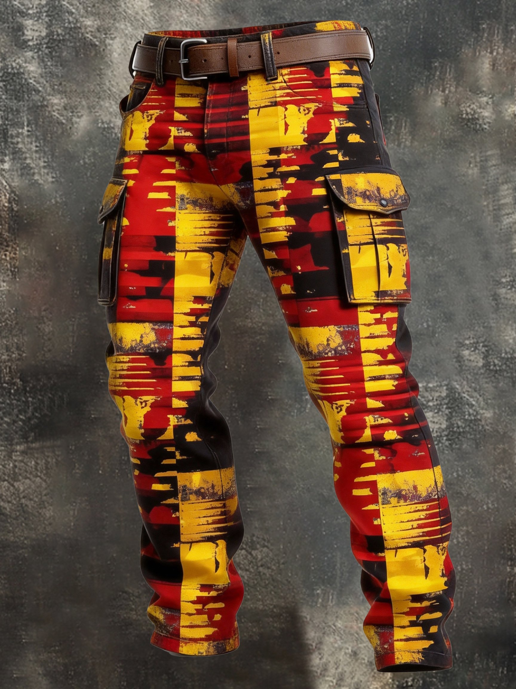 Pantalón vintage Color-Block desgastado Cargo para hombre
