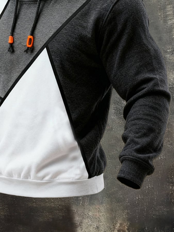 Sudadera retro en bloques de color con gorrasucha para hombre