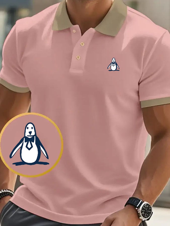 Camisa polo clásico casual ejecutivo de moda en bloques de color para hombre