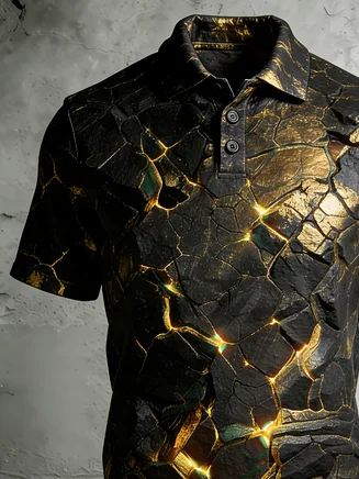 Moisture Wicking 3D degradado Abstract geométrico de manga corta Golf Polo