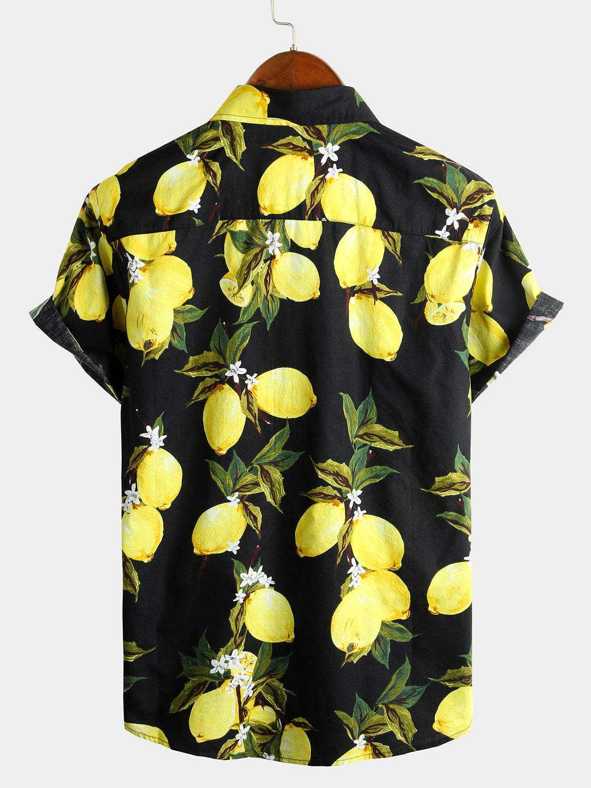 Camisa Yellow Lemon estampado de manga corta Hawaiian para hombre