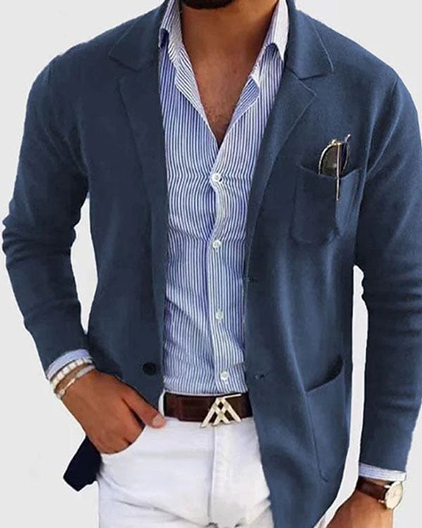 Spring/Summer de color sólido casual Suit para hombre