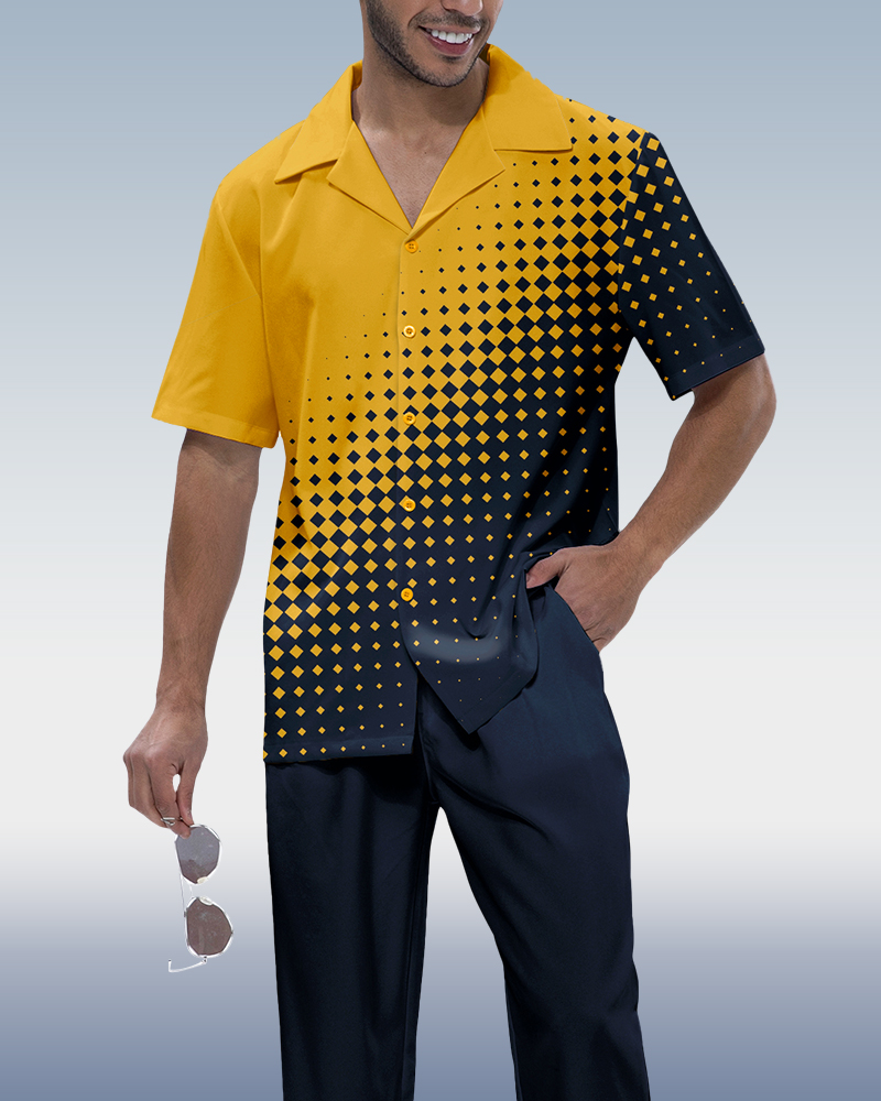 Rianmond Polka Dot estampado de manga corta Walking Suit 216 para hombre