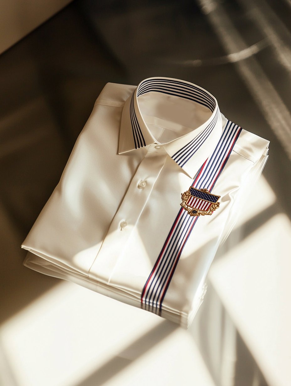 Camisa satén Independence Day ejecutivo rayas casual de manga corta Button para hombre
