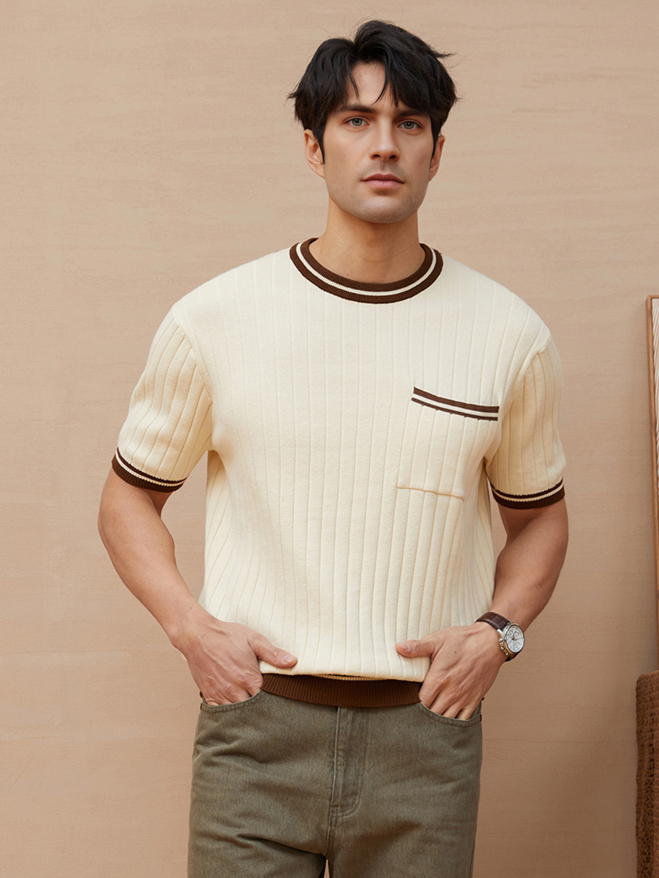 Camiseta Gentletejido vintage Style de manga corta tejidoted