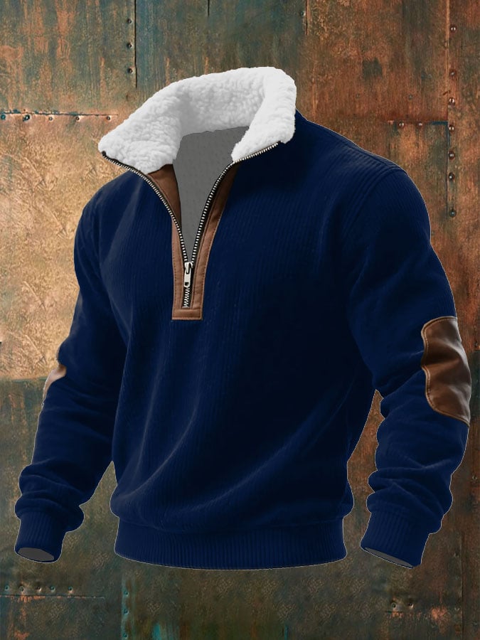 Sudadera tejidoted Fabric cierre Fur cuello para hombre
