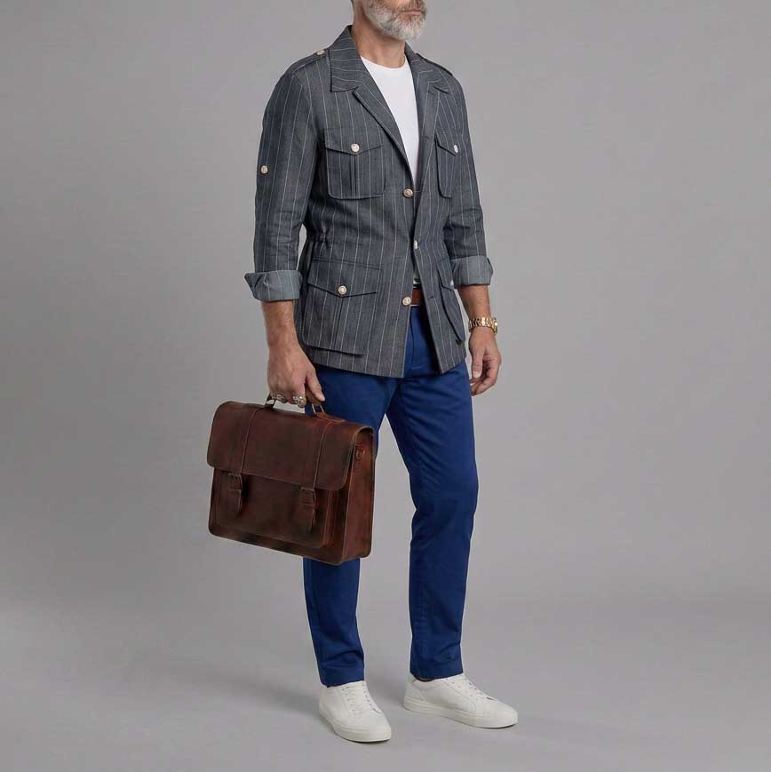 Chaqueta a rayas casual para hombre