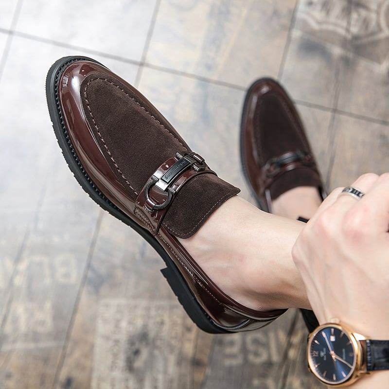 Mocasines de modaable Patent gamuza Splicing para hombre