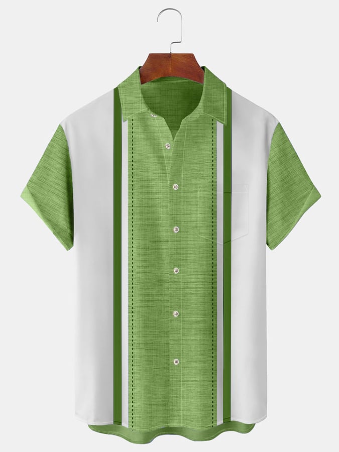 Camisa de manga corta With Color Contrast estampadoing For casual Vacation para hombre