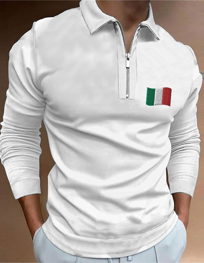 Camisa polo "Italy" estampado con cierre para hombre