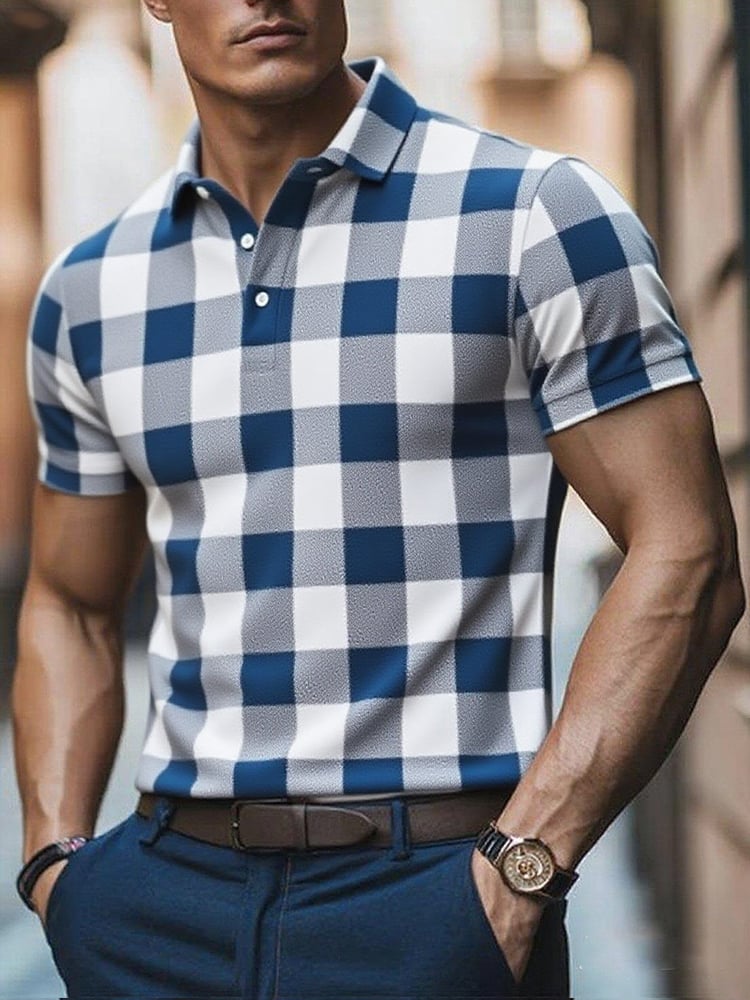 Camisa polo ejecutivo casual Button de manga corta para hombre