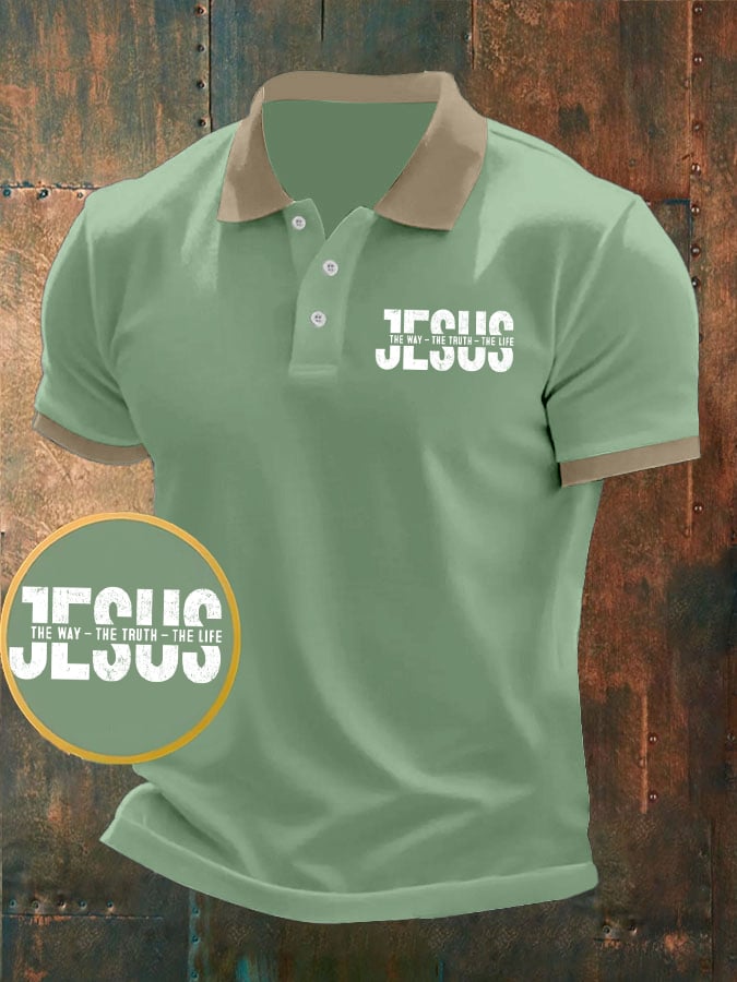Camisa polo Jesus The Way The Truth The Life estampado casual para hombre