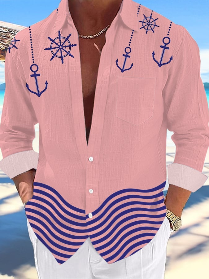 Camisa casual Hawaiian estampado Lapel para hombre