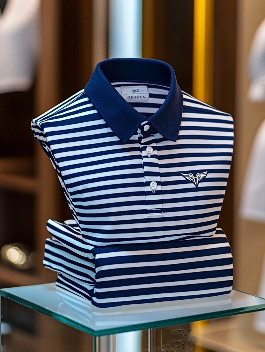 Camisa polo clásico ejecutivo Logo Button de manga corta para hombre