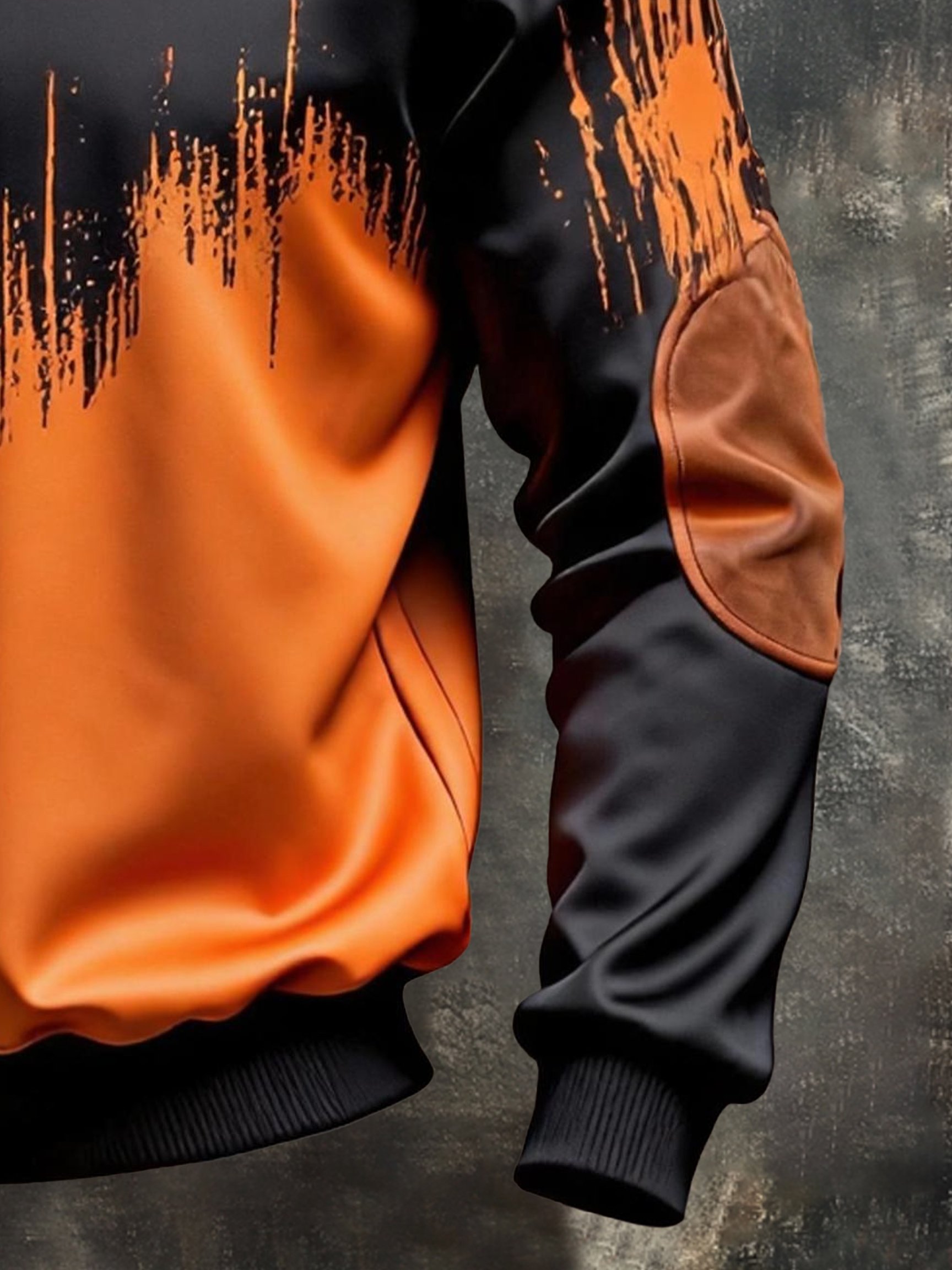 Sudadera vintage Color-Block estampado con cierre con gorrasucha para hombre