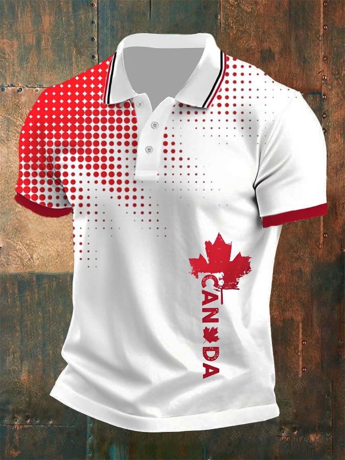 Camisa polo Canadian Maple Leaf retro casual para hombre