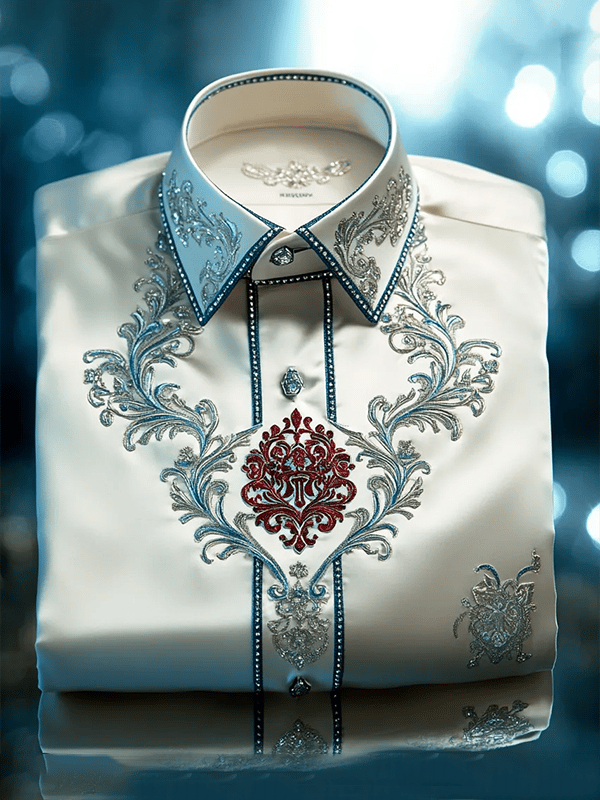 Camisa satén Luxe estampado de manga corta Button para hombre