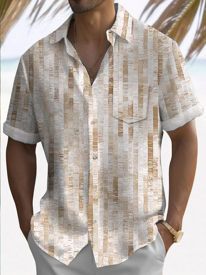Camisa retro Vacation Style estampado casual (With Pockets) para hombre