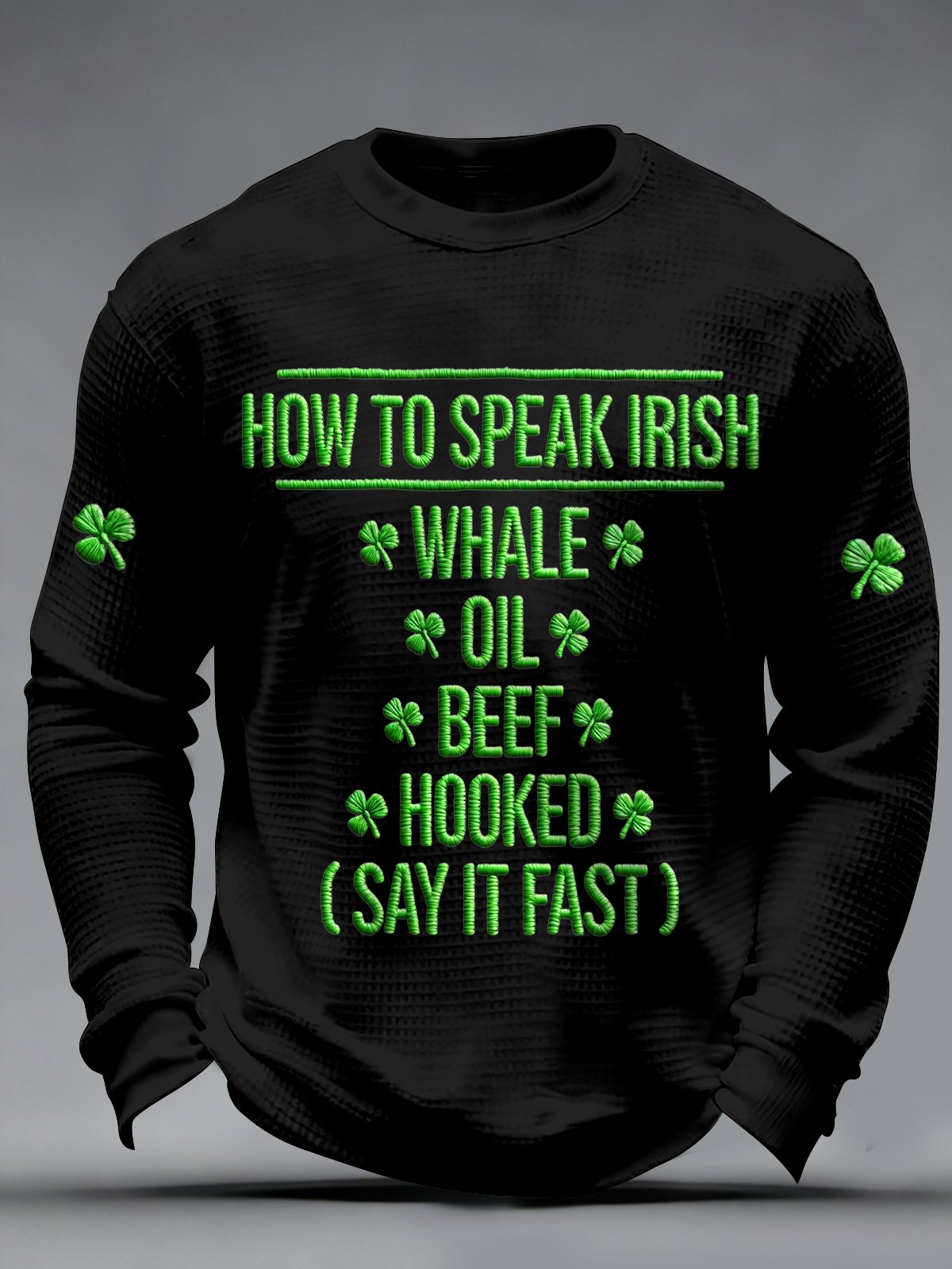 Saint Patrick estampado casual de manga larga Top para hombre