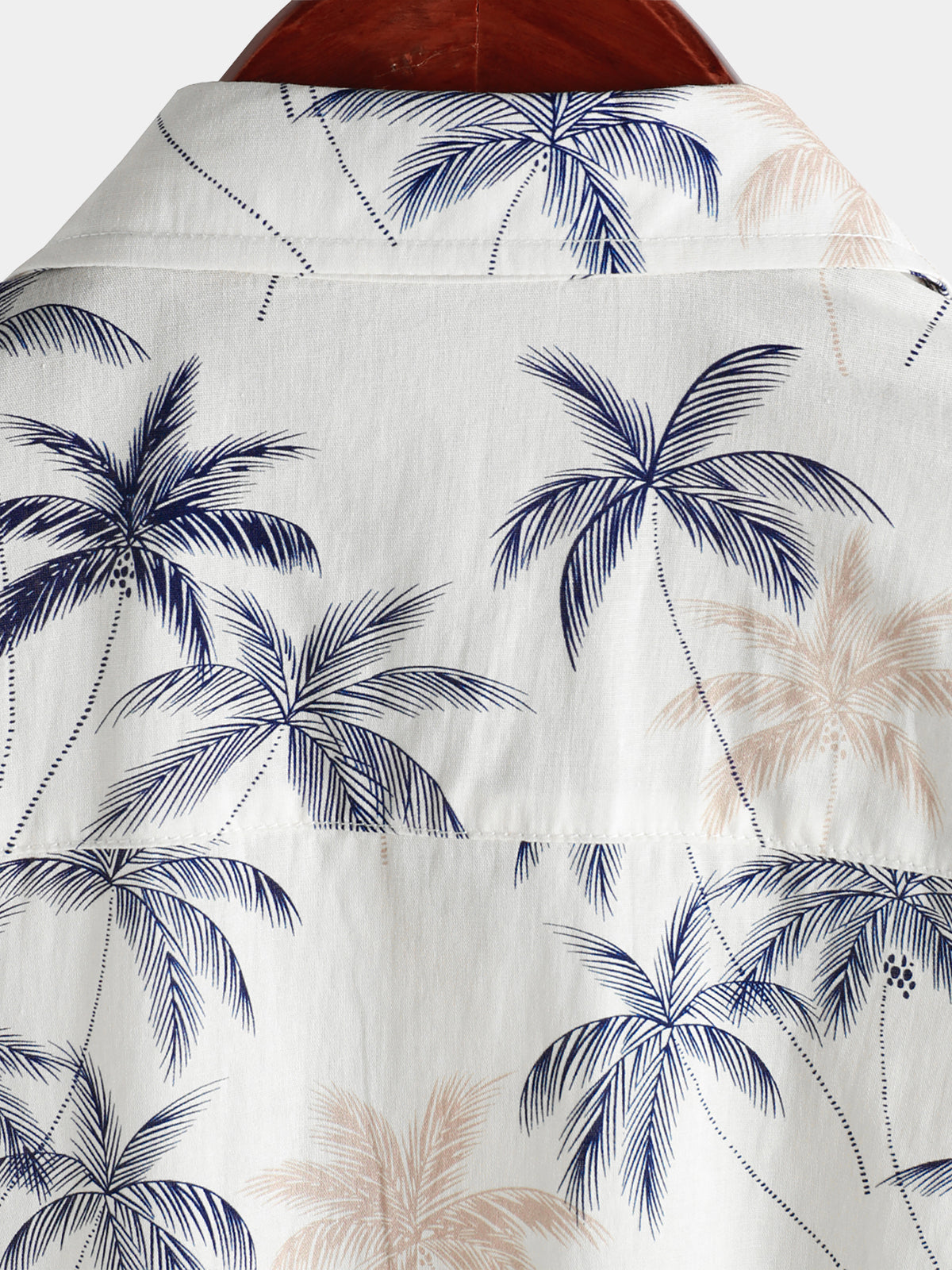 Camisa Men‘s 100% de algodón Hawaiian Plam Tree de manga corta Button Beach