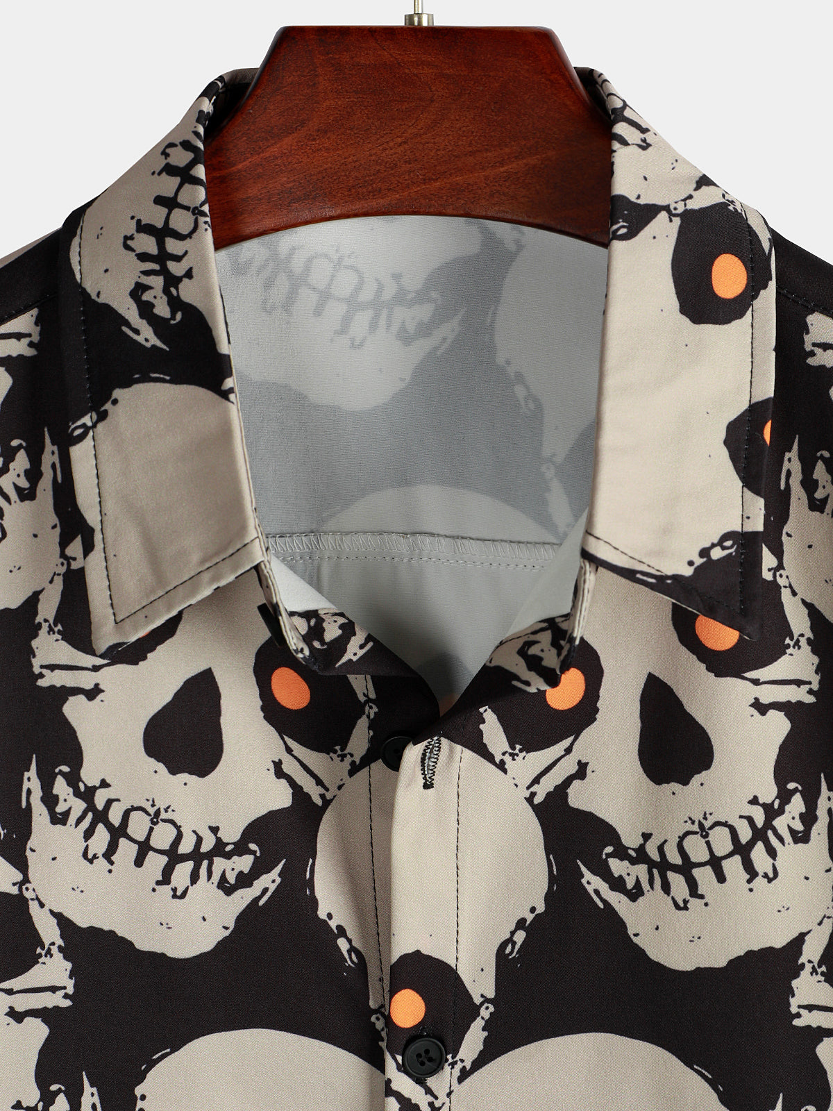 Camisa Skull Cool Graphic Button Up de manga corta Punk Rock Art Black Hawaiian para hombre