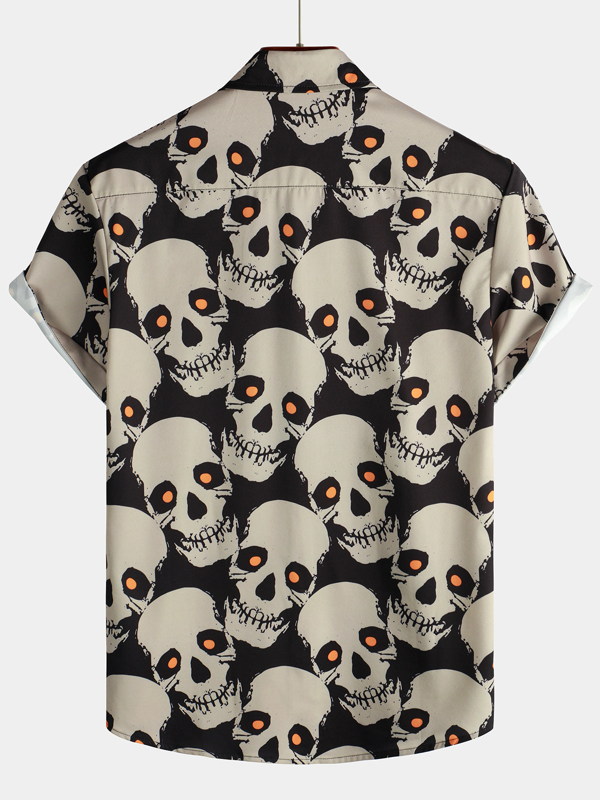 Camisa Skull Cool Graphic Button Up de manga corta Punk Rock Art Black Hawaiian para hombre