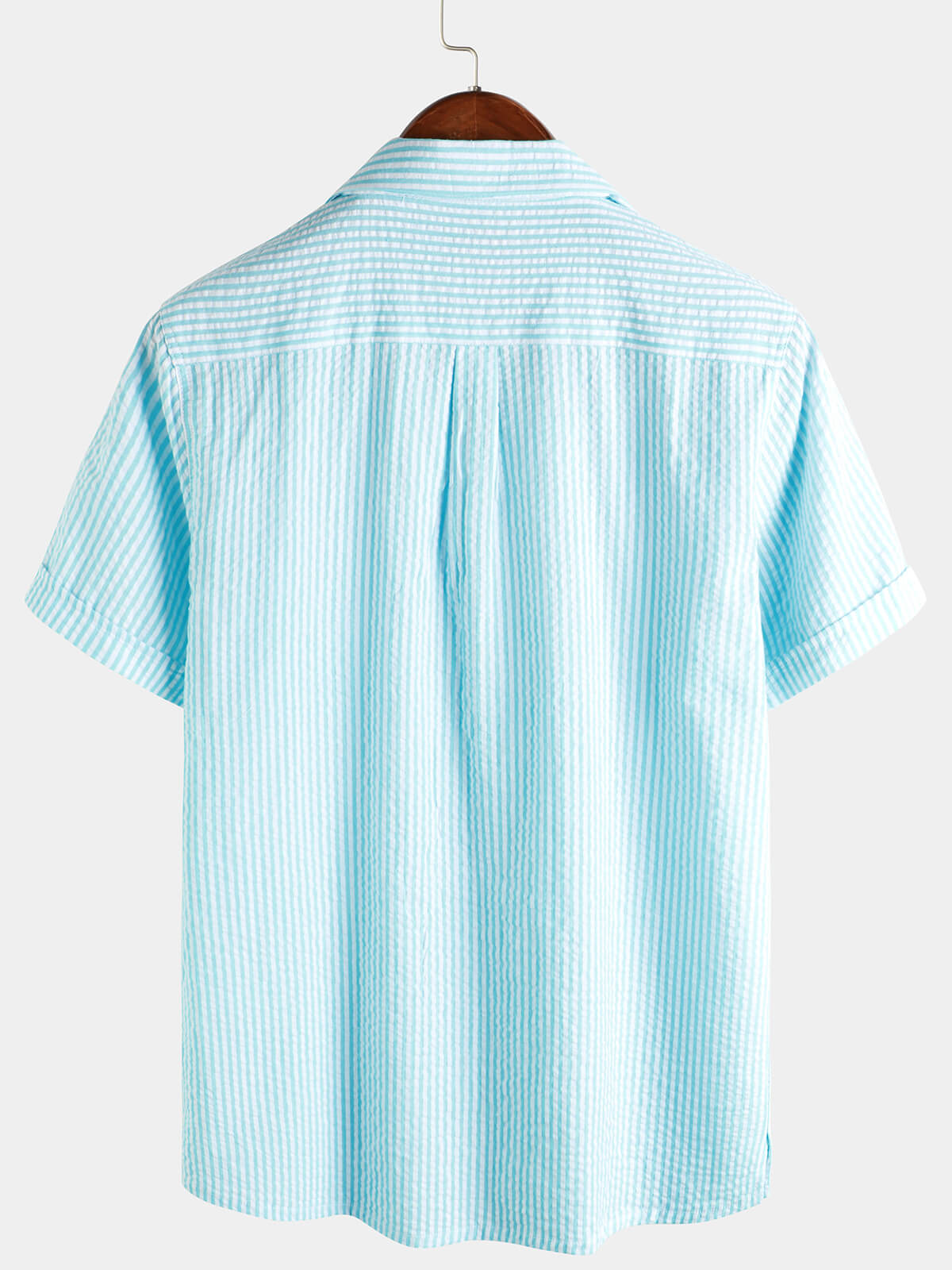 Camisa Button Up casual 100% de algodón Summer Pocket de manga corta para hombre