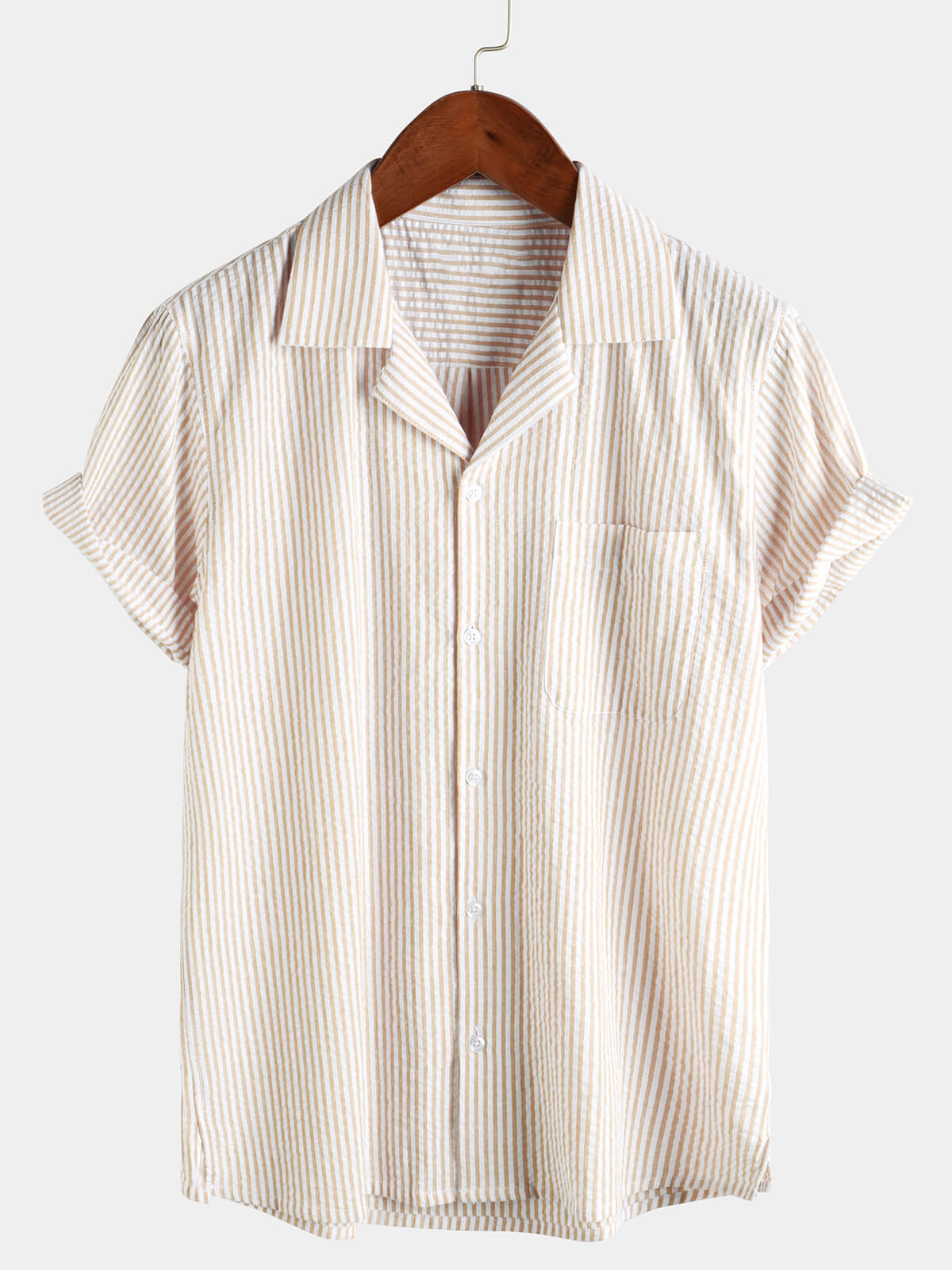 Camisa Button Up casual 100% de algodón Summer Pocket de manga corta para hombre
