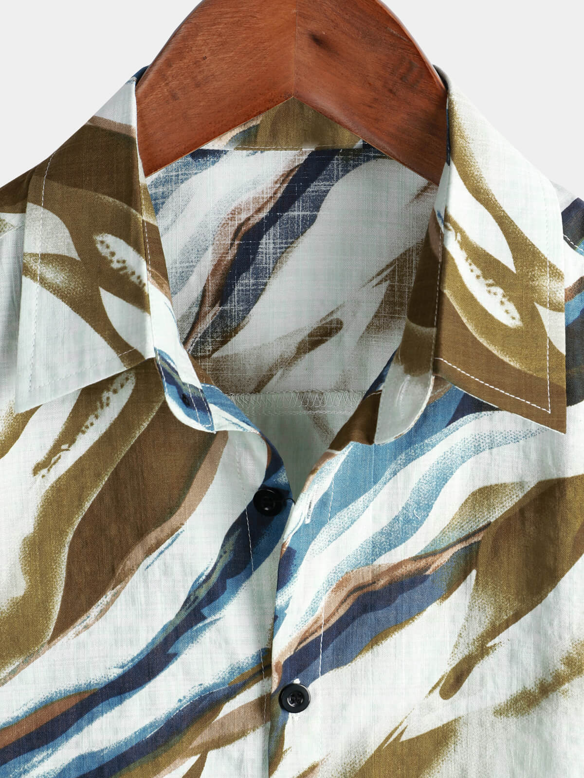 Camisa Abstract Graphic estampado de algodón Summer de manga corta Button Up para hombre