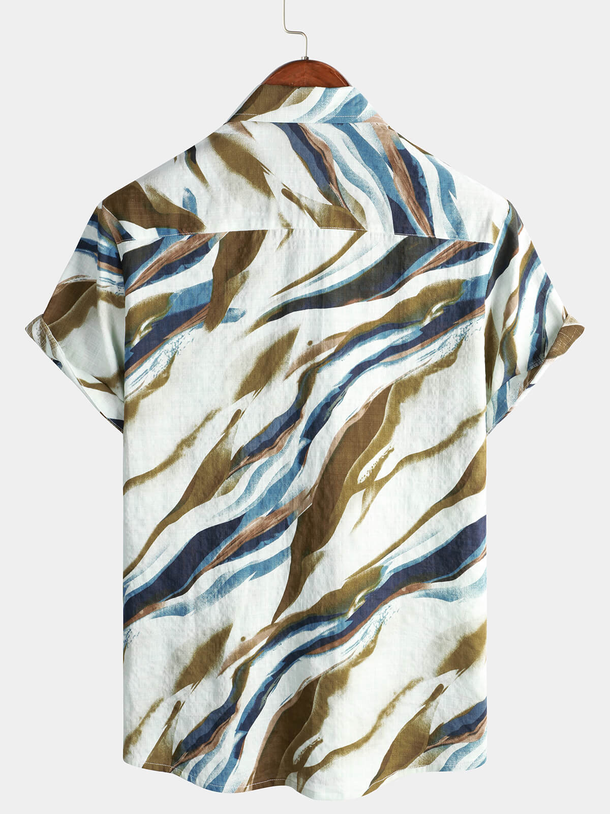 Camisa Abstract Graphic estampado de algodón Summer de manga corta Button Up para hombre