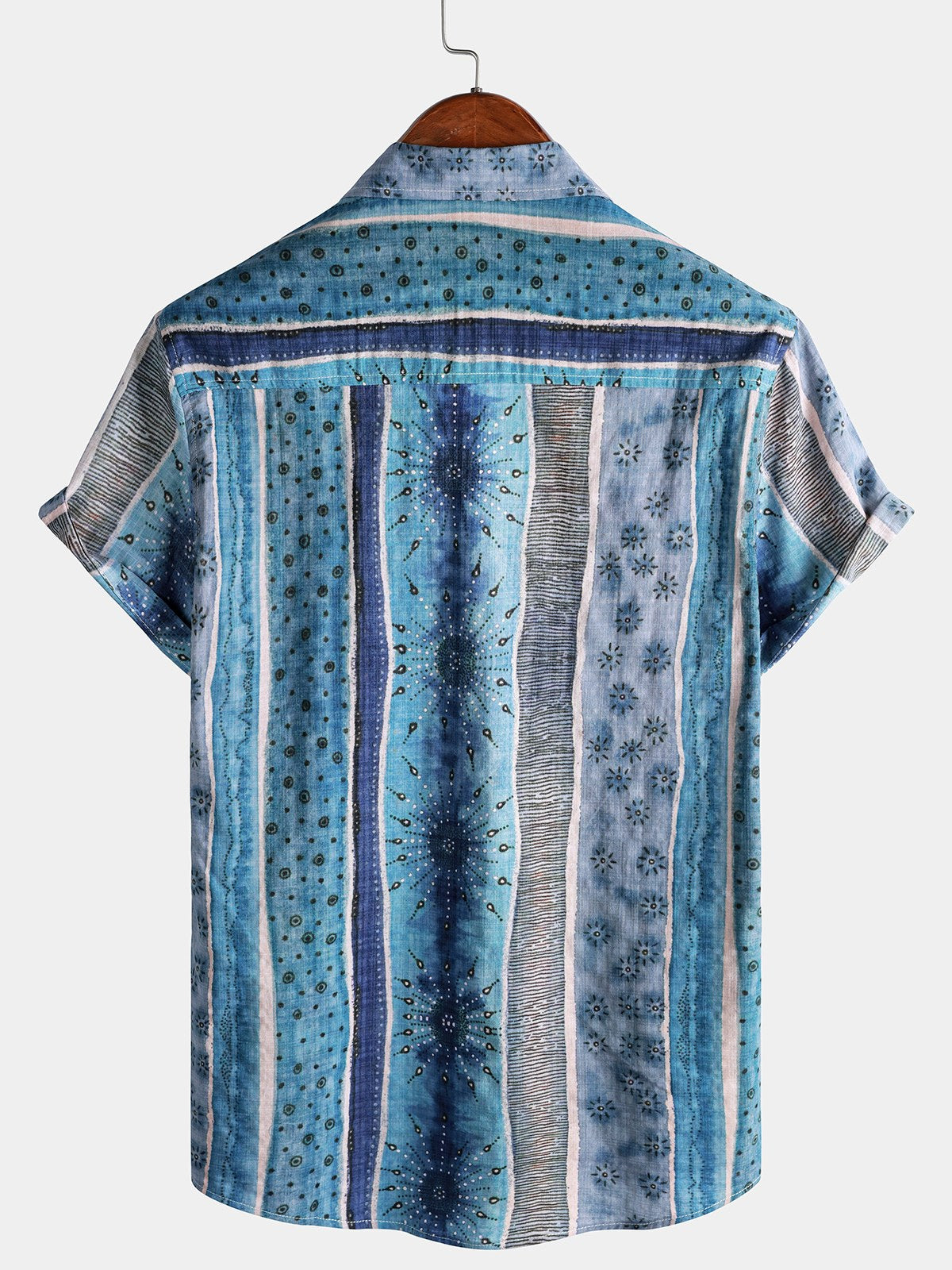 Camisa a rayas de manga corta con botones transpirable Cool casual para hombre