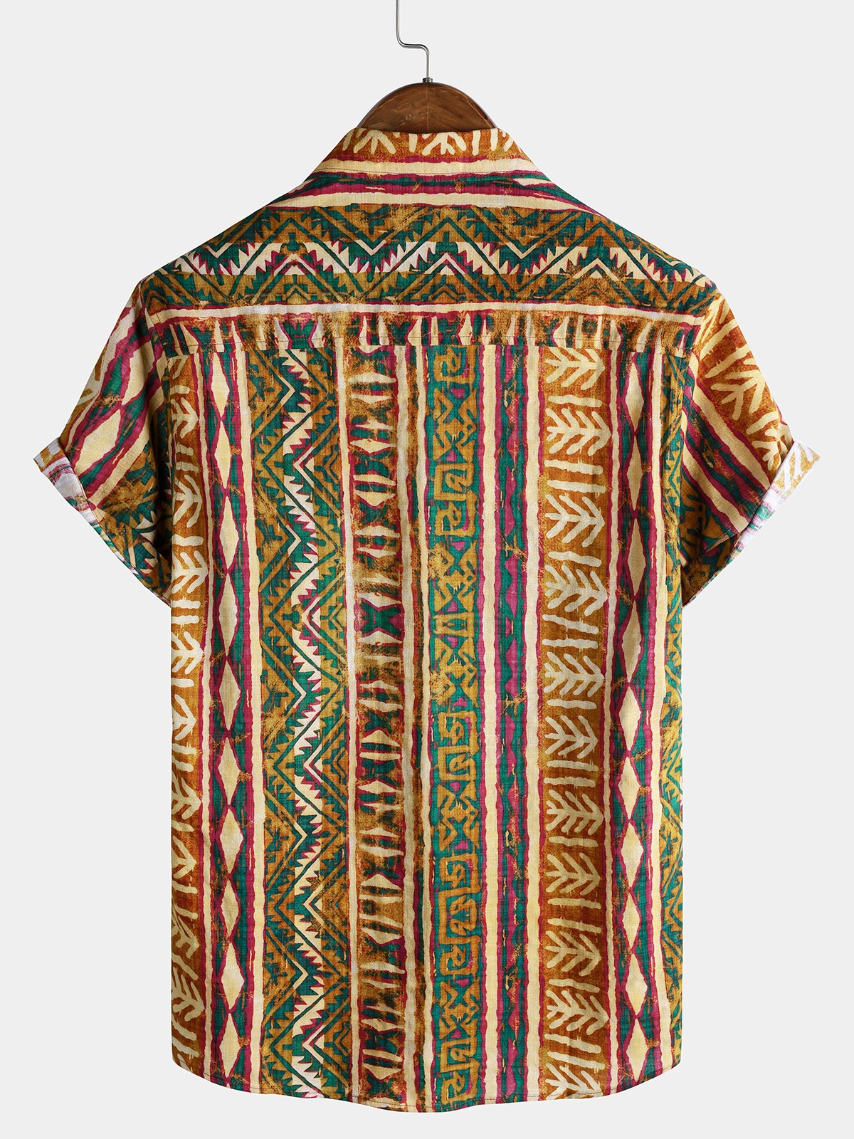 Camisa Tribal a rayas de manga corta vintage casual para hombre