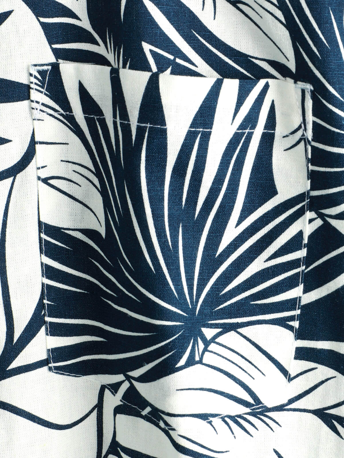 Camisa Tropical Plant estampado Pocket de algodón de lino Hawaiian de manga corta para hombre