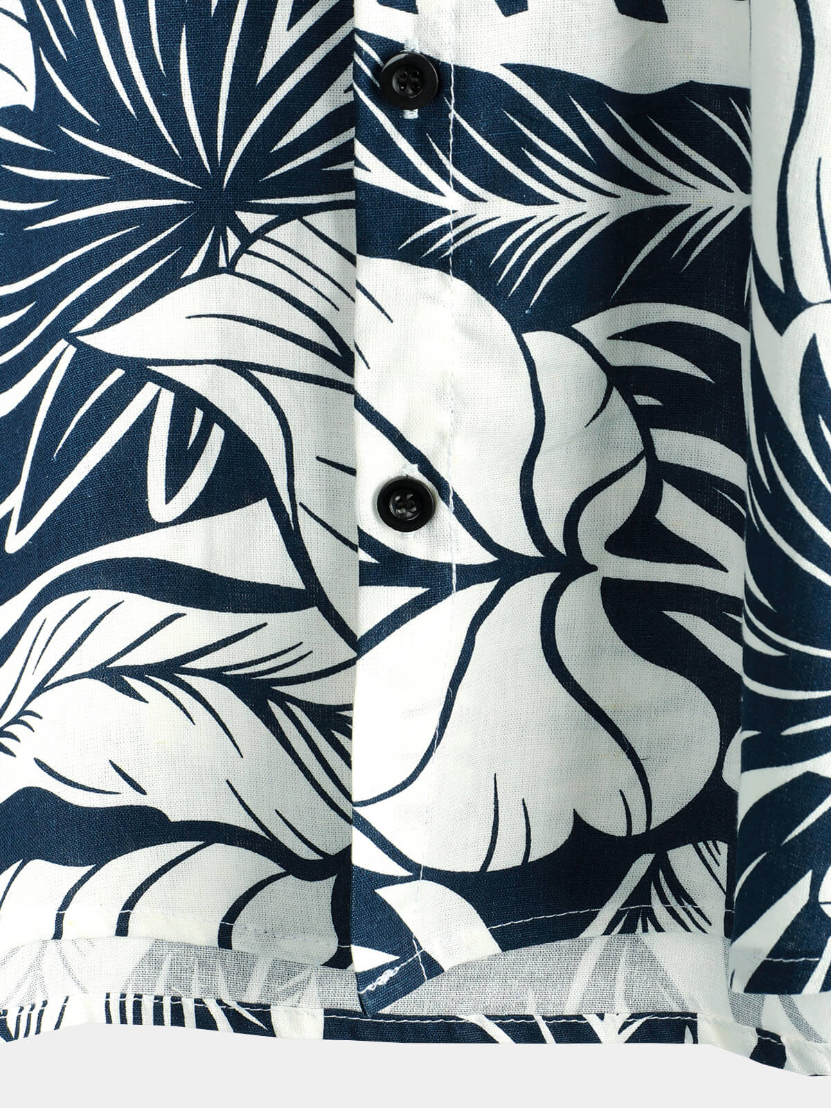 Camisa Tropical Plant estampado Pocket de algodón de lino Hawaiian de manga corta para hombre