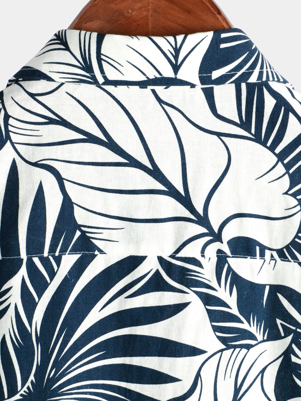 Camisa Tropical Plant estampado Pocket de algodón de lino Hawaiian de manga corta para hombre