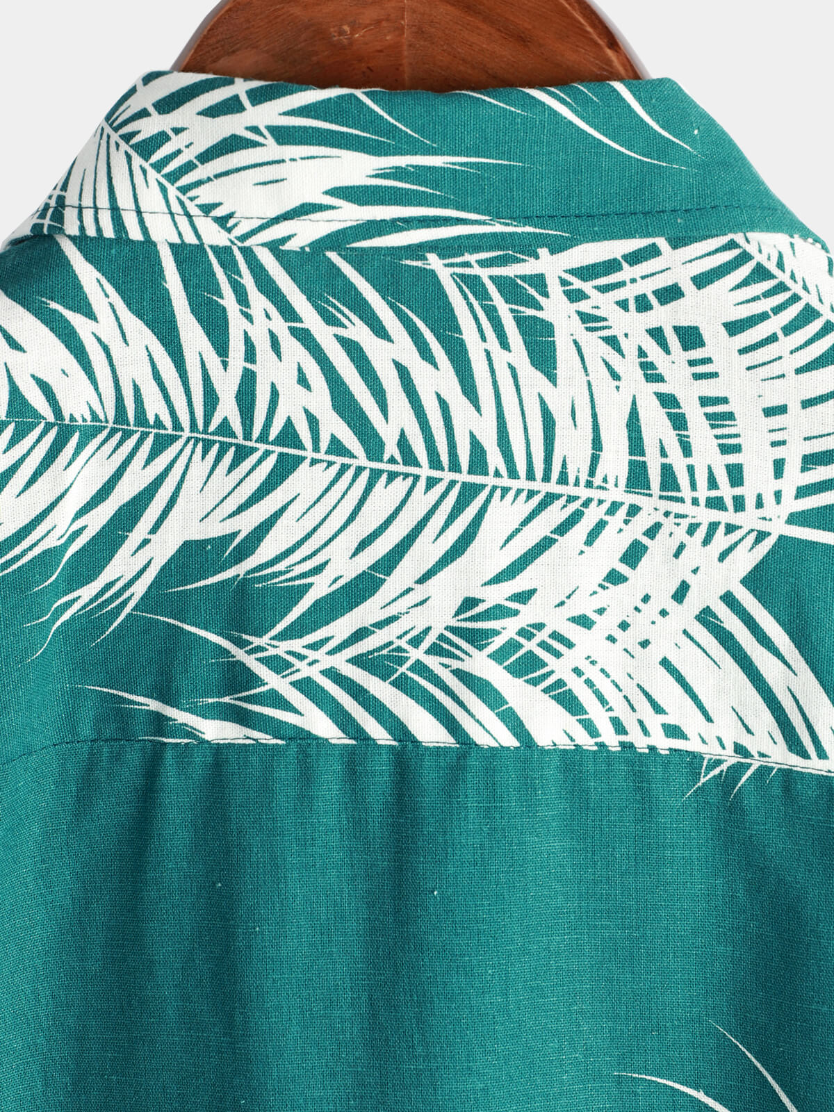 Camisa Beach Holiday de algodón de lino Tropical Plant estampado Pocket Hawaiian de manga corta para hombre