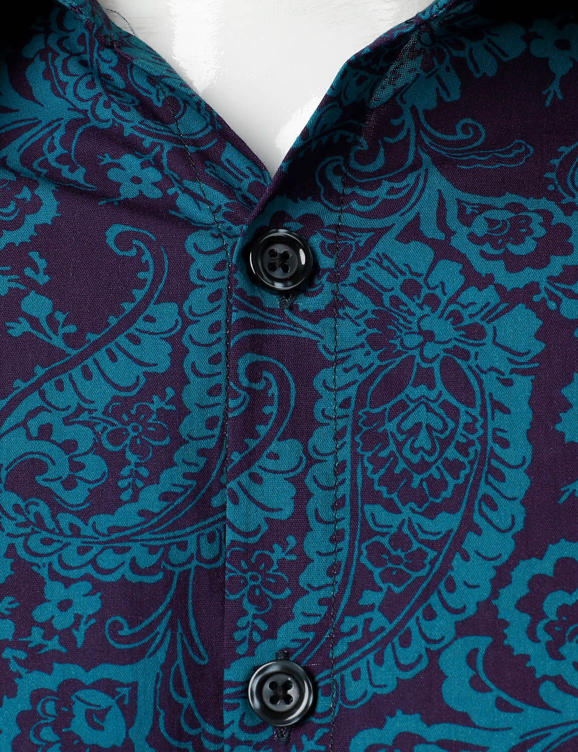 Camisa Paisley estampado de algodón casual Button Up de manga larga para hombre