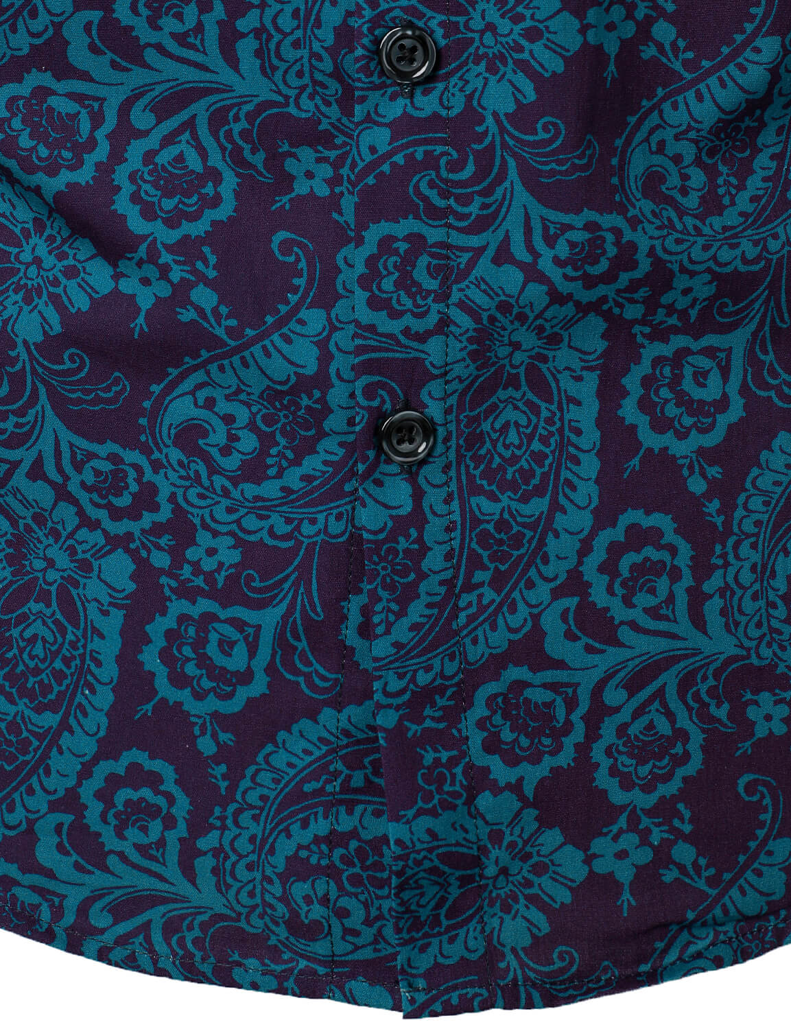 Camisa Paisley estampado de algodón casual Button Up de manga larga para hombre