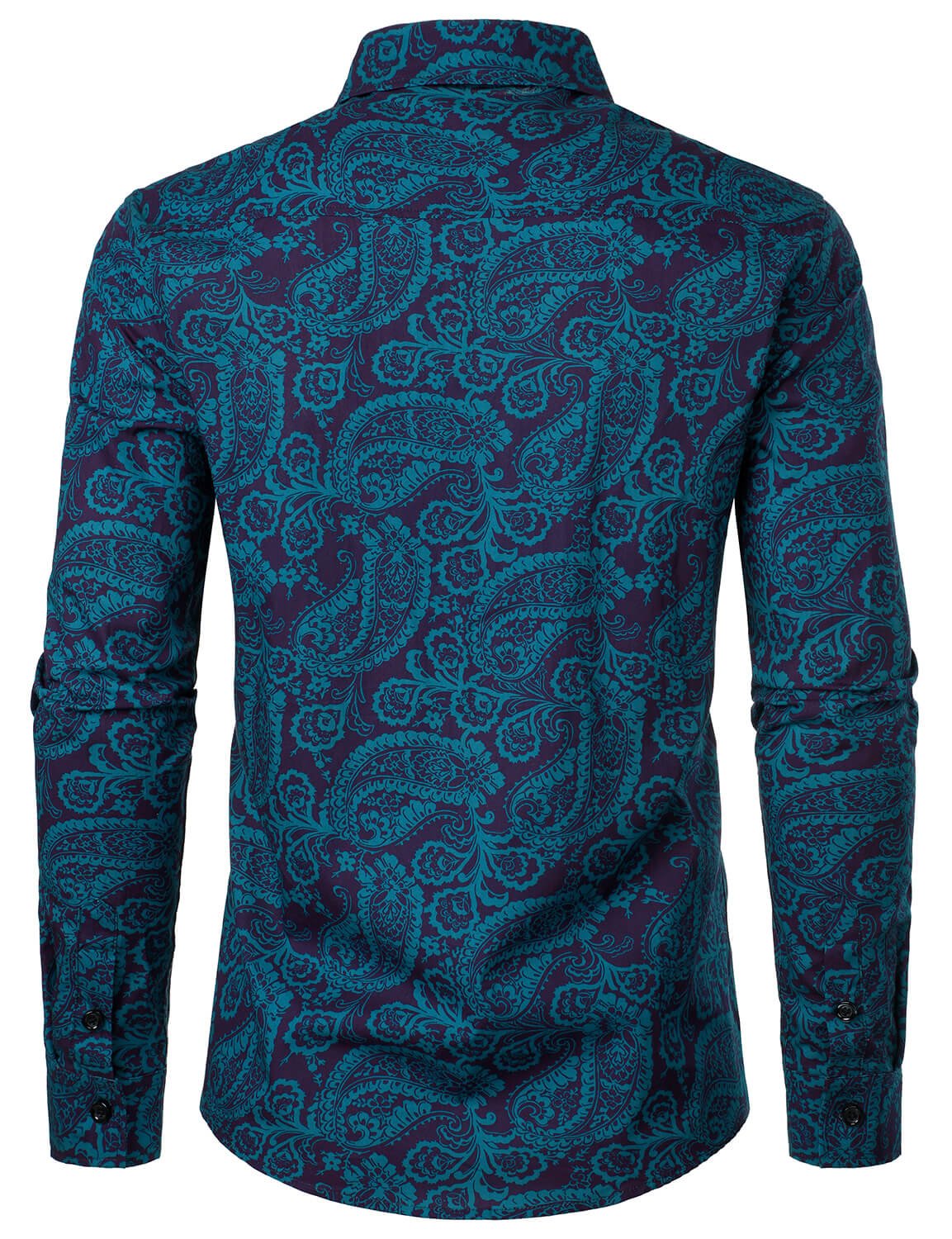 Camisa Paisley estampado de algodón casual Button Up de manga larga para hombre